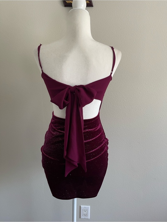 B Darlin Dresses & Skirts - B Darlin Sparkling Burgundy Tie-Back Mini Dress
